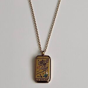 Le Bateleur tarot card pendant necklace, gold